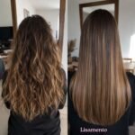 Résultat avant après lissage cheveux méchés lissage miracle babaçu milla l