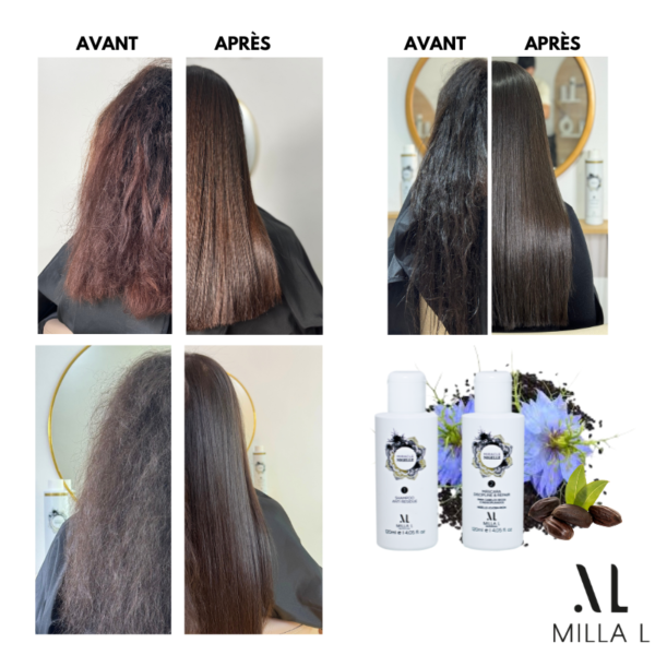 avant après milla l avec le lissage nigelle