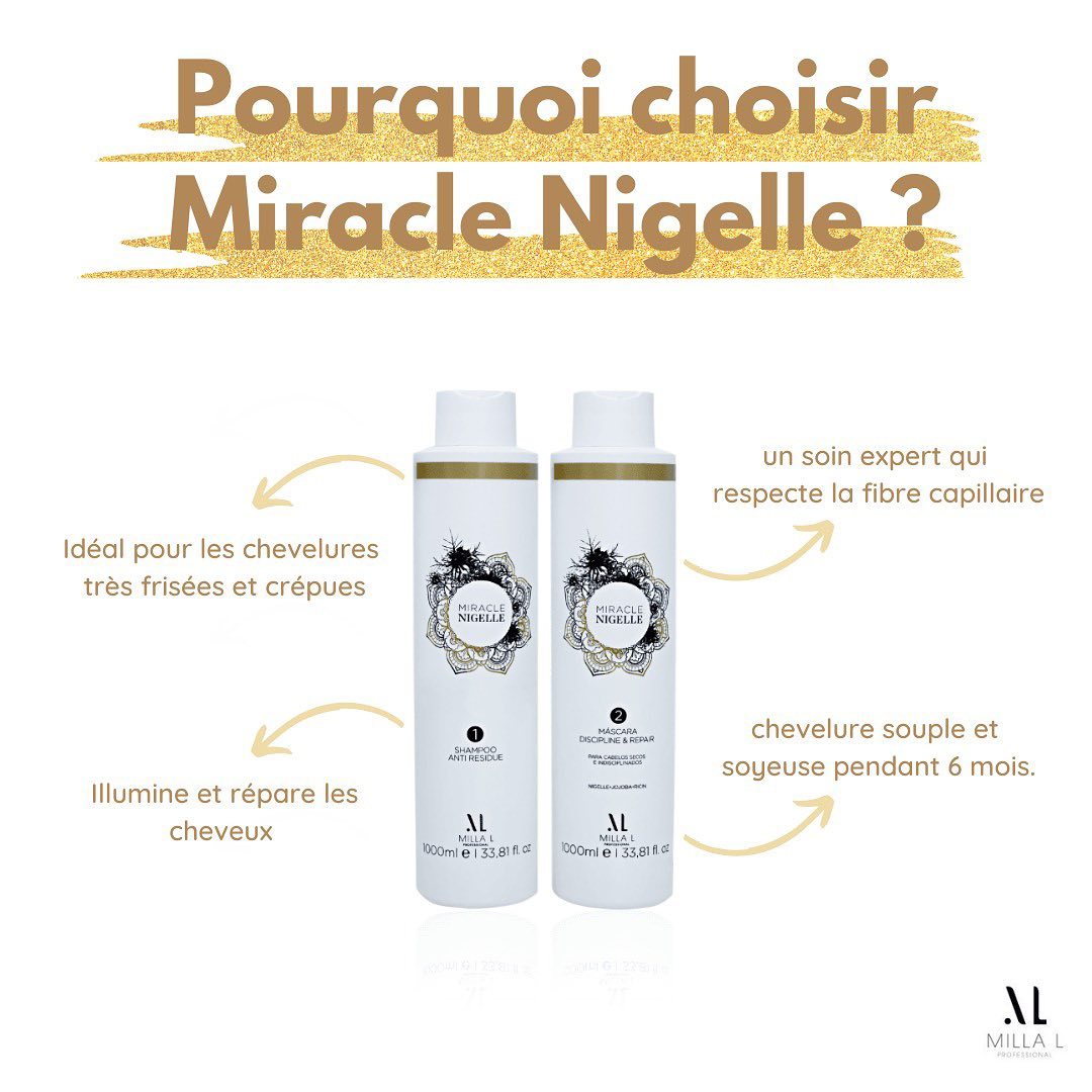 Lissage Brésilien Miracle Nigelle 1000 Ml – Cheveux Frisés, Crépus